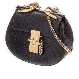 Chloé Black Python Small Drew Shoulder Bag